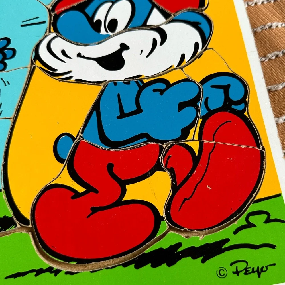 Vintage 1982 Made In The USA Playskool Wooden Smurf Puzzle